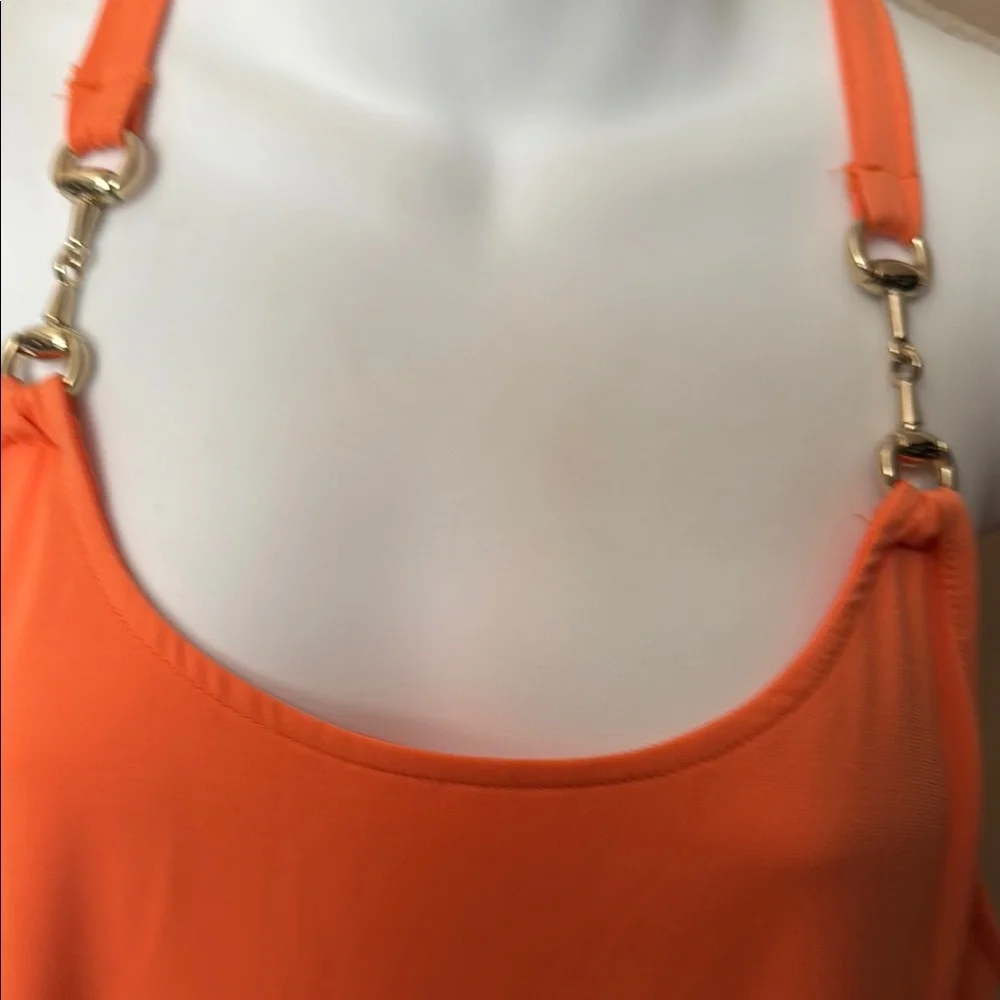 NWT Boston Proper Orange tank Dress with gold hardware - Picture 2 of 8